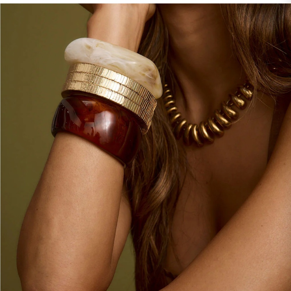 Elegant Gold and Brown Bangle Set